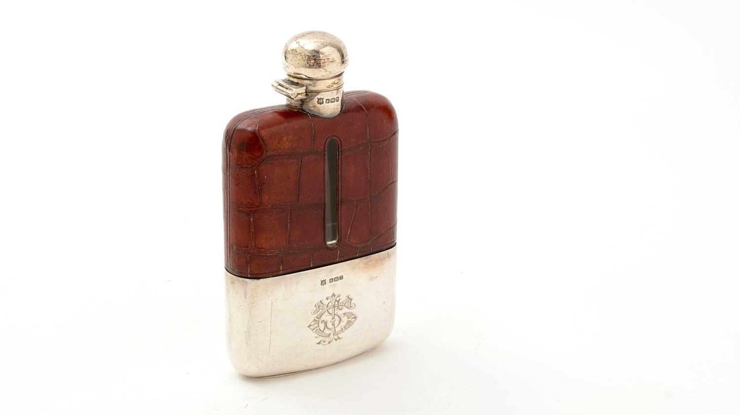 Lot 50 - A George VI silver mounted glass spirit flask