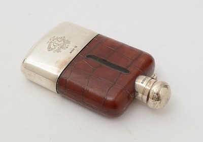 Lot 50 - A George VI silver mounted glass spirit flask