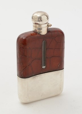 Lot 50 - A George VI silver mounted glass spirit flask