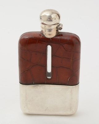 Lot 50 - A George VI silver mounted glass spirit flask