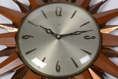 Lot 107 - A retro vintage mid 20th Century circa 1960s Metamec sunburst / Atomic wall clock