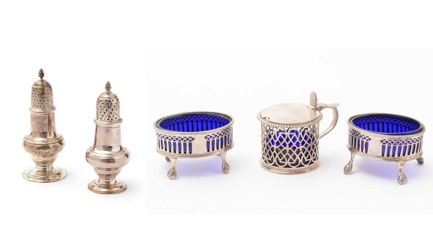 Lot 35 - An assembled silver condiment set