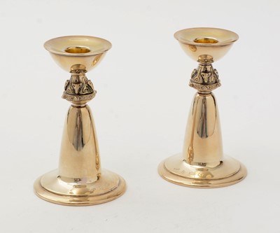 Lot 15 - A pair of Elizabeth II dwarf candlesticks