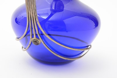 Lot 23 - A contemporary silver-mounted blue glass claret jug