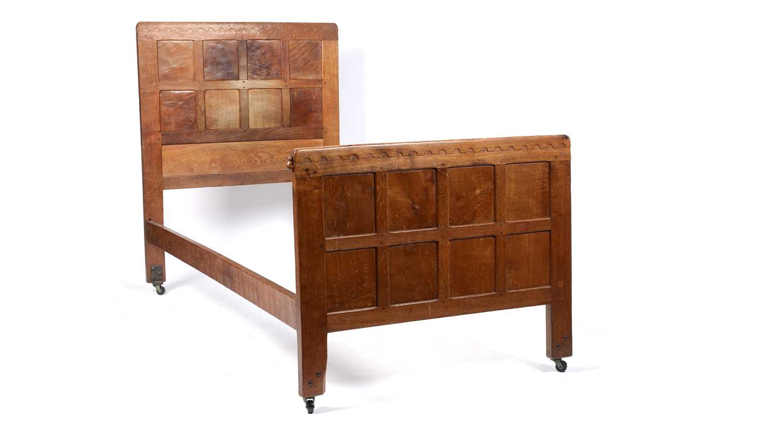 Lot 14 - Robert "Mouseman" Thompson of Kilburn: an oak single bed