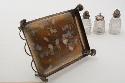 Lot 95 - A George III silver cruet frame; and other items