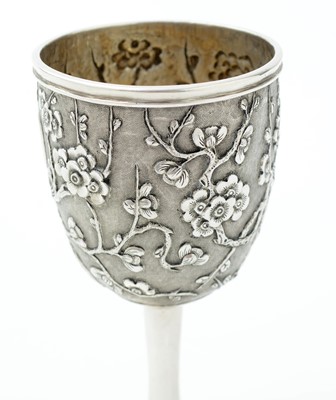 Lot 104 - A late 19th century Chinese silver goblet