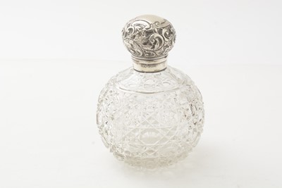 Lot 41 - Three Victorian glass toilet boxes; a toilet bottle; magnifying glass; and pair of opera glasses