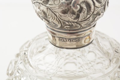 Lot 41 - Three Victorian glass toilet boxes; a toilet bottle; magnifying glass; and pair of opera glasses