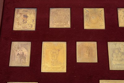 Lot 6 - An Elizabeth II limited edition set of 25 silver-gilt replica postage stamps; and another