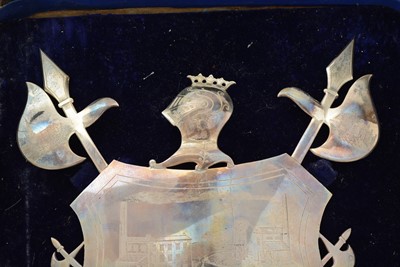 Lot 77 - A late Victorian silver presentation shield
