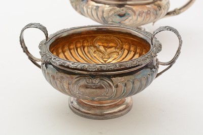 Lot 84 - A George III/IV Scottish silver three-piece tea service