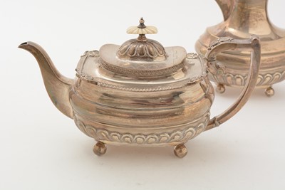 Lot 13 - A George V silver four piece tea set