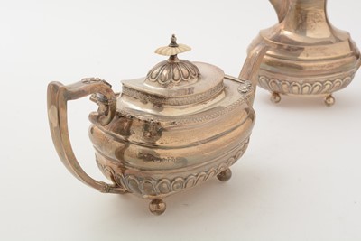 Lot 13 - A George V silver four piece tea set