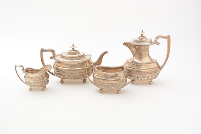 Lot 13 - A George V silver four piece tea set