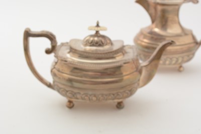Lot 13 - A George V silver four piece tea set