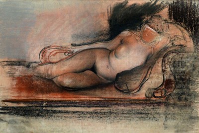Lot 953 - Pietro Annigoni OMRI - Reclining Female Nude | pastel