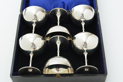 Lot 69 - A late Victorian cased set of six silver sundae cups or goblets
