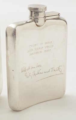 Lot 88 - A George V silver spirit flask; and another