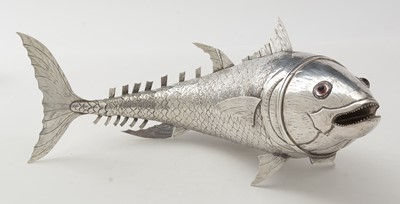 Lot 106 - A 20th Century Spanish silver articulated fish or table decoration