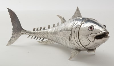 Lot 106 - A 20th Century Spanish silver articulated fish or table decoration