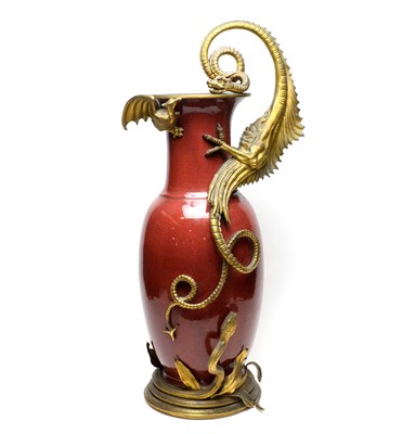 Lot 842 - Chinese Ormolu mounted Sang de Boeuf vase