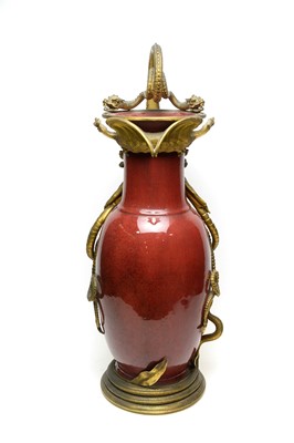 Lot 842 - Chinese Ormolu mounted Sang de Boeuf vase
