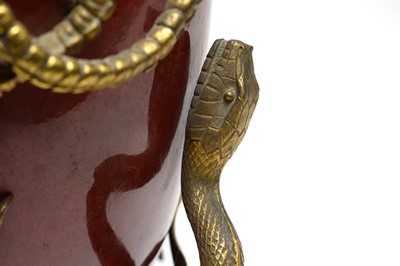 Lot 842 - Chinese Ormolu mounted Sang de Boeuf vase