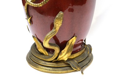 Lot 842 - Chinese Ormolu mounted Sang de Boeuf vase