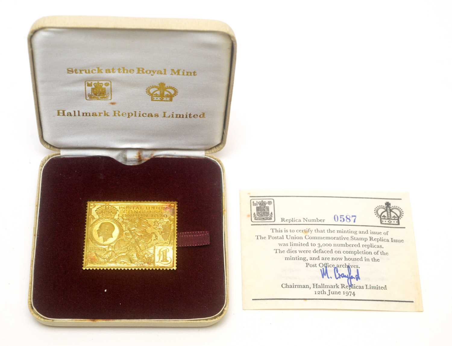 950 - Royal Mint for Hallmarks Replica Limited Postal Union Congress replica £1 stamp