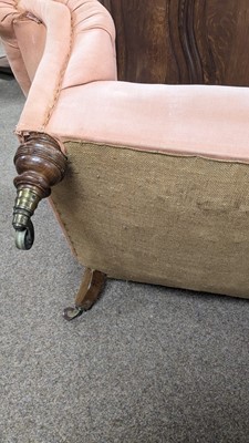 Lot 1 - Howard & Sons Ltd: A Victorian chaise longue upholstered in salmon pink fabric
