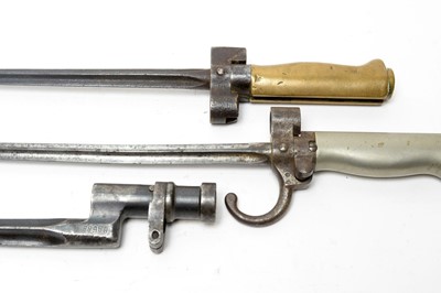 Lot 1087 - Two French WWI bayonets with quatrefoil blades