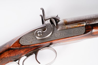 Lot 872 - A 19th Century muzzle loading percussion action double barrel sporting shotgun