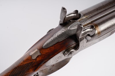 Lot 872 - A 19th Century muzzle loading percussion action double barrel sporting shotgun