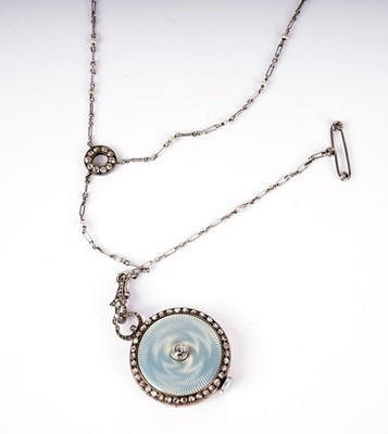 Lot 1210 - An Edwardian diamond and enamel fob watch