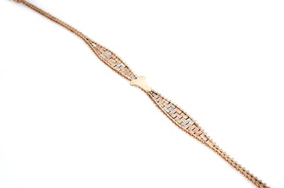 Lot 353 - A tri-colour 9ct gold bracelet