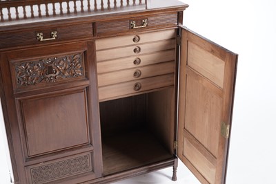 Lot 743 - An early 20th Century mahogany music cabinet stamped Gillows, Lancaster