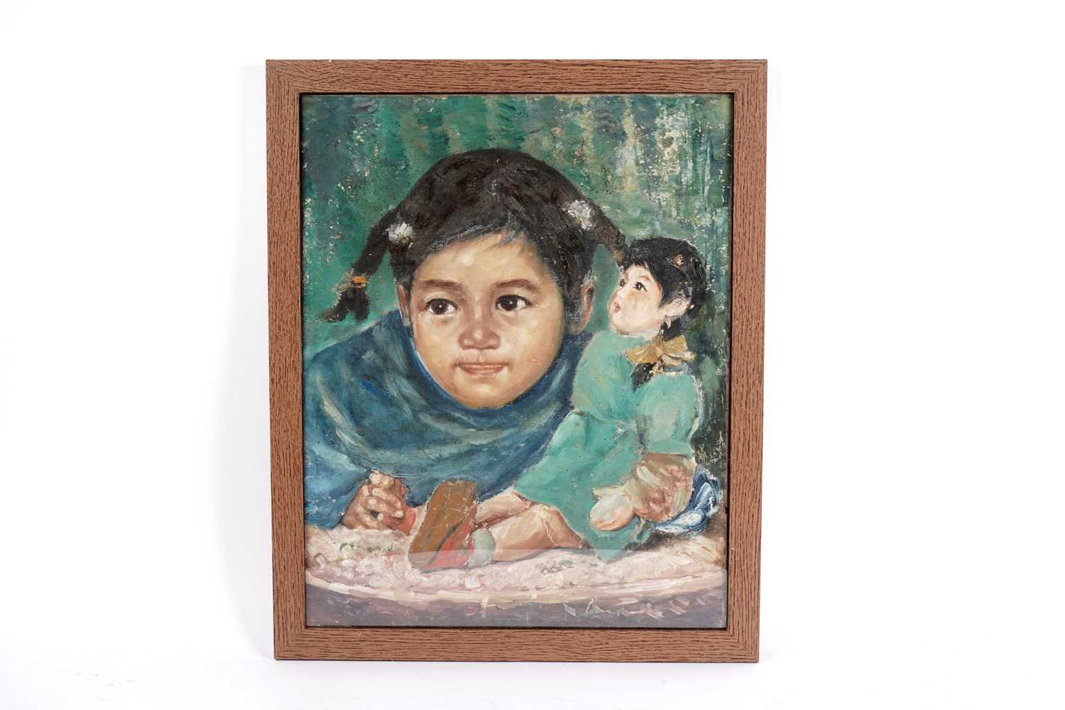Lot 108 - Zhiwei Tu - Girl with Doll | oil