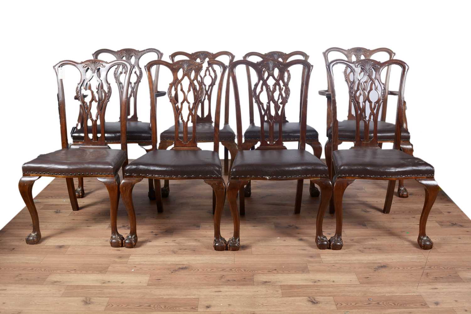 Lot 55 - A set of eight early 20th Century Chippendale-style mahogany dining chairs