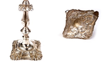 Lot 1358 - An Elizabeth II silver matched pair of cast tapersticks
