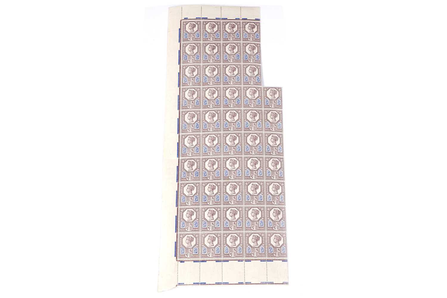 1184 - GB QV 1887-92 Jubilee 10d. part pane of forty-seven