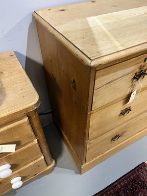 Lot 25 - A Victorian stripped pine chest of drawers