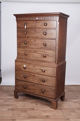 Lot 42 - A George III mahogany chest on chest