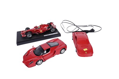 Lot 169 - A Tamiya Ferrari F2001 radio controlled car; and other Ferrari collectibles