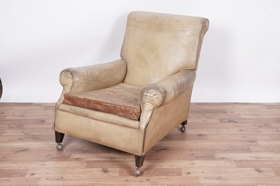 Lot 53 - A pair of early 20th Century leather armchairs with Archibald Kenrick castors