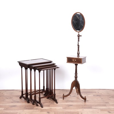 Lot 19 - An Edwardian shaving stand and mirror; and a nest of tables