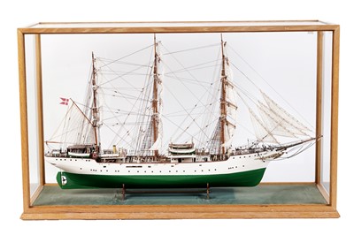 Lot 686 - A large cased hand-built scale model of the 'Danmark'