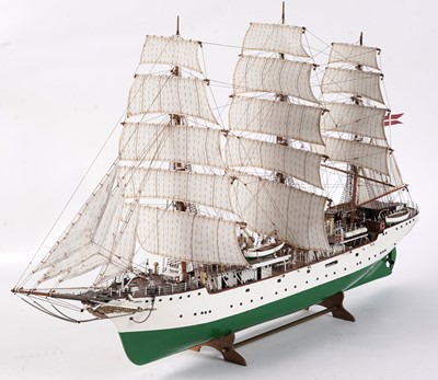 Lot 686 - A large cased hand-built scale model of the 'Danmark'