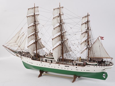 Lot 686 - A large cased hand-built scale model of the 'Danmark'