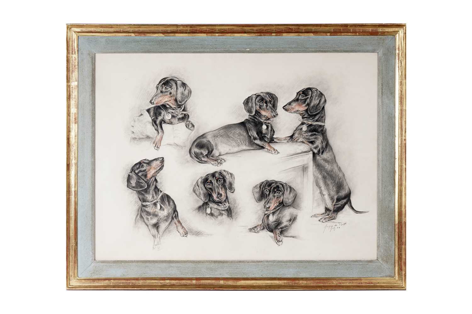 Lot 980 - Xavier De Poret - The Postures of a Dachshund | pastel